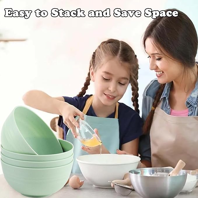 Unbreakable Wheat Straw Cereal Bowls Set of 4, 24 OZ Microwave and Dishwasher - Image 6