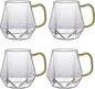 AEFPOYMXU 4pcs Crystal Clear Glass Coffee Cups Set by AEFPOYMXU