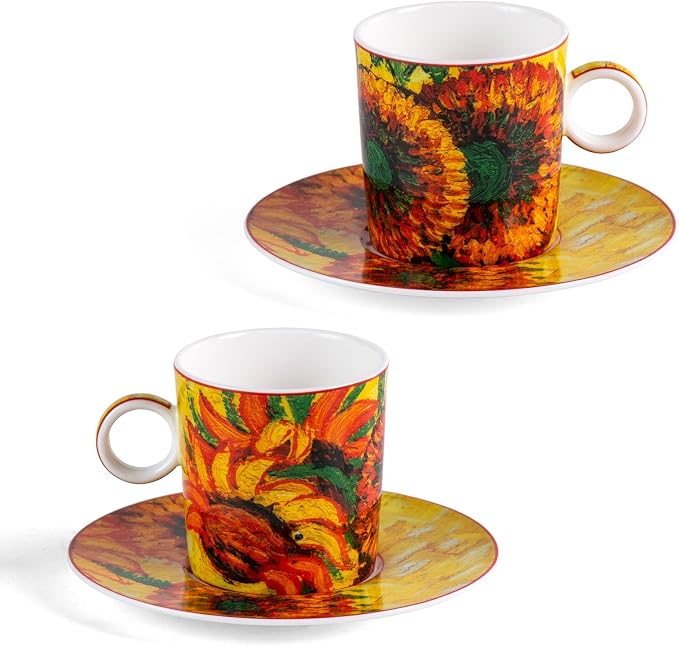 KAMMAK Tea Cups and Saucers Set of 2, Porcelain Coffee Cups, JBE006 | Stackable by KAMMAK