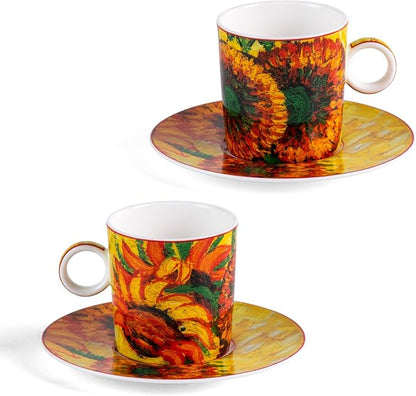 KAMMAK Tea Cups and Saucers Set of 2, Porcelain Coffee Cups, JBE006 | Stackable by KAMMAK