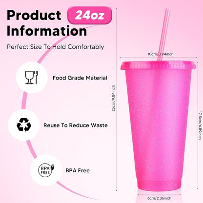 24 Pack Plastic Tumblers with Lids and Straw, Reusable Cups with Lids and - Image 2