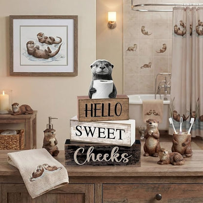 Moucuny 4 Pcs Otter Bathroom Decor Set Farmhouse Bathroom Decor and Accessories - Image 2