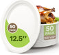 100% Compostable Oval Paper Plates, 12.5Inch 50Pack Disposable Heavy Duty by FEHHTOEco-friendlyLiving