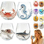 Set of 4 Coastal Creatures 3D Marine Animal Tumbler Glasses, Set | Handcrafted by Unknown