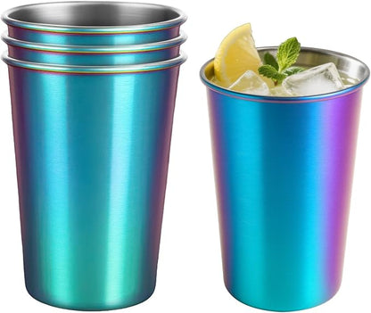 12oz Stainless Steel Pint Cups, Stackable Metal Drinking Glasses | Stainless by Luxgola