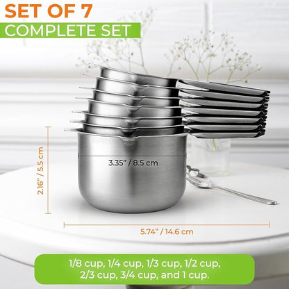 Spring Chef Magnetic Stainless Steel Measuring Cups Set of 7 Patented Black | - Image 5