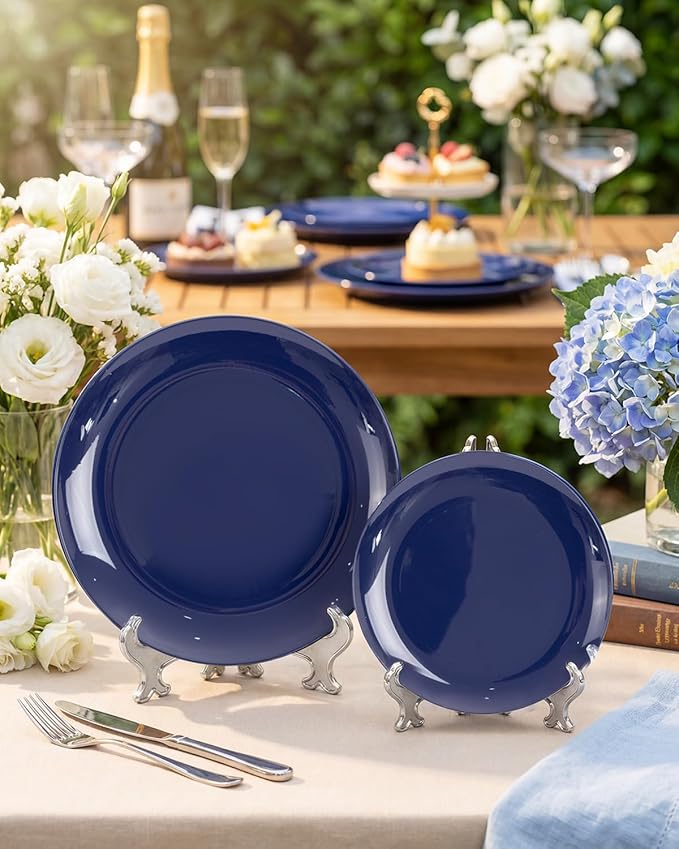 PULOTE 100PCS Blue Plastic Plates - Image 4
