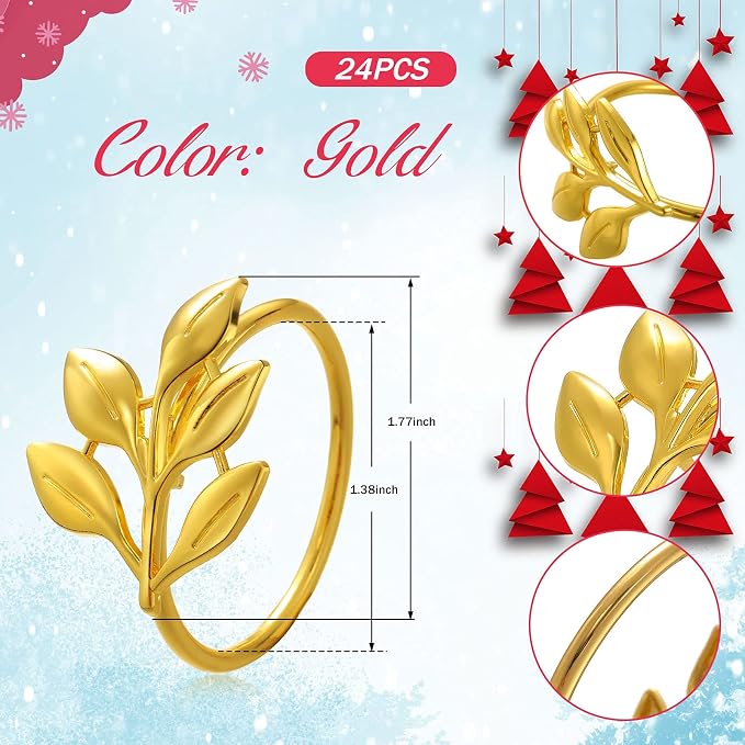 WILLBOND Leaf Napkin Rings Holders Fall Party Napkin Rings - Image 2