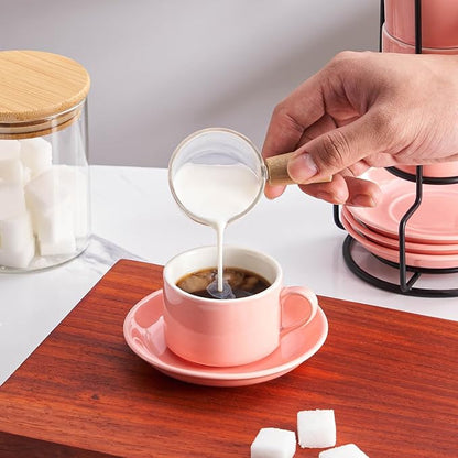 Cappuccino Cups Set of 4, 8oz Stackable Coffee Cups Set - Image 3