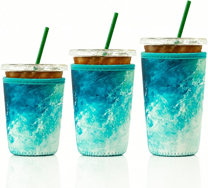 Cobetech Iced Coffee Sleeve Reusable, 3 Pack Neoprene Coffee Cup Sleeves by Unknown