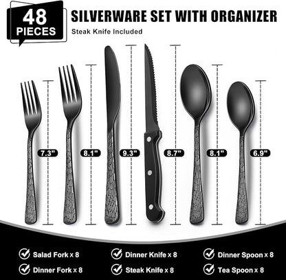 49-Piece Black Silverware Set - Image 2