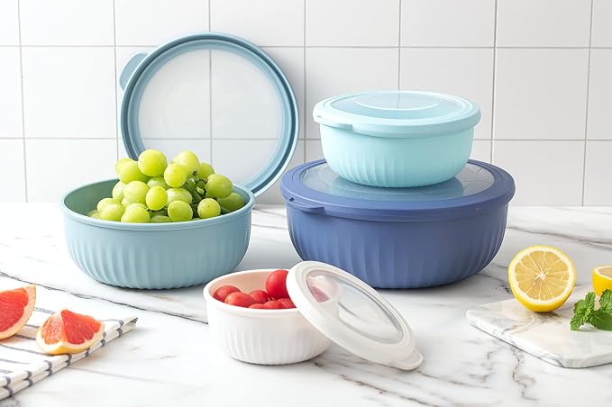 COOK WITH COLOR Prep Bowls with Lids- Wide and Deep Nesting Plastic Small - Image 8