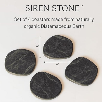 Coaster Set of 4 - Diatomaceous Earth Absorbent Coasters for Drinks | Quick Dry, Super Absorbent | Coffee Table, Bar & Home Decor | Non-Toxic, BPA-Free | Female Founded USA Brand Brand