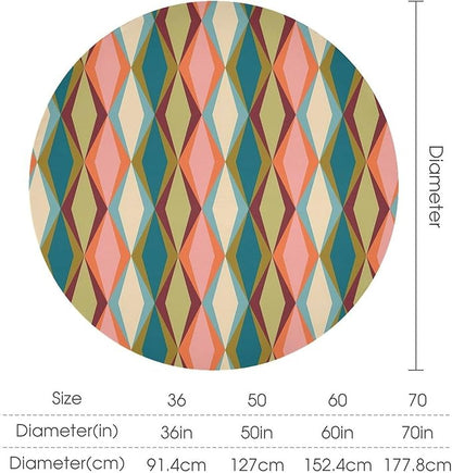 Abstract Geometric Boho Round Tablecloth, Retro Modern Mid Century Tablecloth for Home Party Dining Room Kitchen Decor 70Inch(178cm)