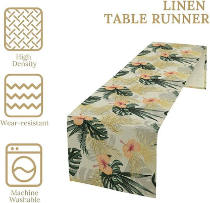 Tropical Leaves Table Runner Retro Boho Palms Tree Flower Hawaii Jungle - Image 4