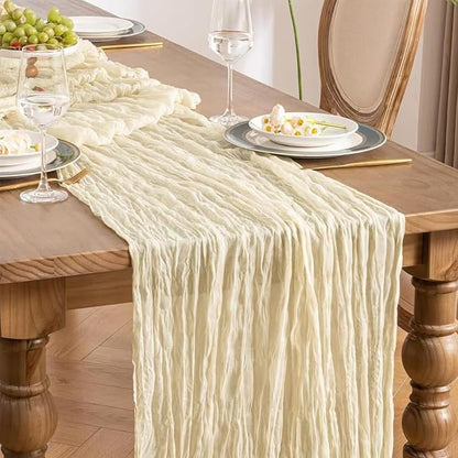 6 Pack Beige Cheesecloth Table Runner 22x120 Inch | Boho Gauze Table Runner - Image 4