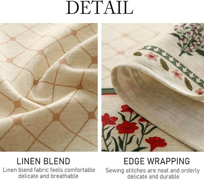 ISAENNE Designer Vintage Linen Floral Small Round Tablecloth,Fall Colorful Modern Table Cloth,Anti-Wrinkle Decor Tablecloths for Dining Thanksgiving Kitchen Christmas,Diameter 55"-Bertina E