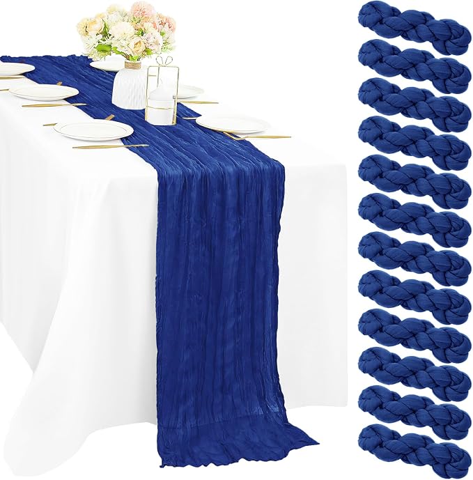 12 Pieces Royal Blue Cheesecloth Table Runner 10FT Pink Runner by Sunnyline
