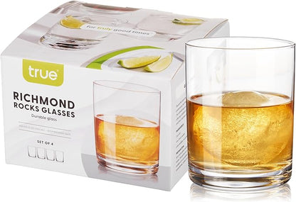 True Rocks Glass, Whiskey Tumblers, Old Fashioned Bourbon Scotch Brandy Rum by True