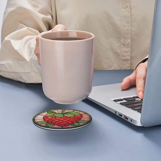 Strawberry Coasters for Drinks, Strawberry Decor Bar Drink Coasters for Coffee - Image 8