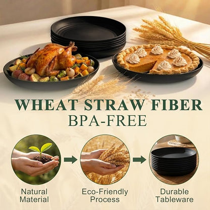 Dinner Plates Set 11 Inch, Unbreakable Wheat Straw Plates 8 PCS, Alternatives - Image 3