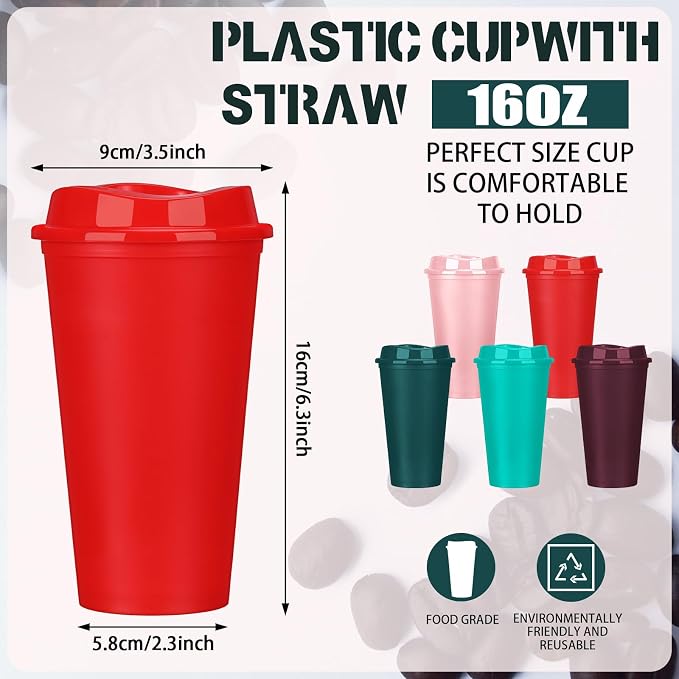 Domensi 15 Pack Reusable Plastic Coffee Cups - Image 2