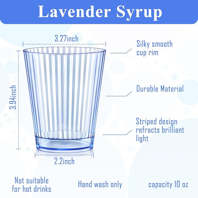 48 PCS Plastic Ribbed Drinking Glasses 10oz Blue Vintage Ripple Stemless Wine - Image 2