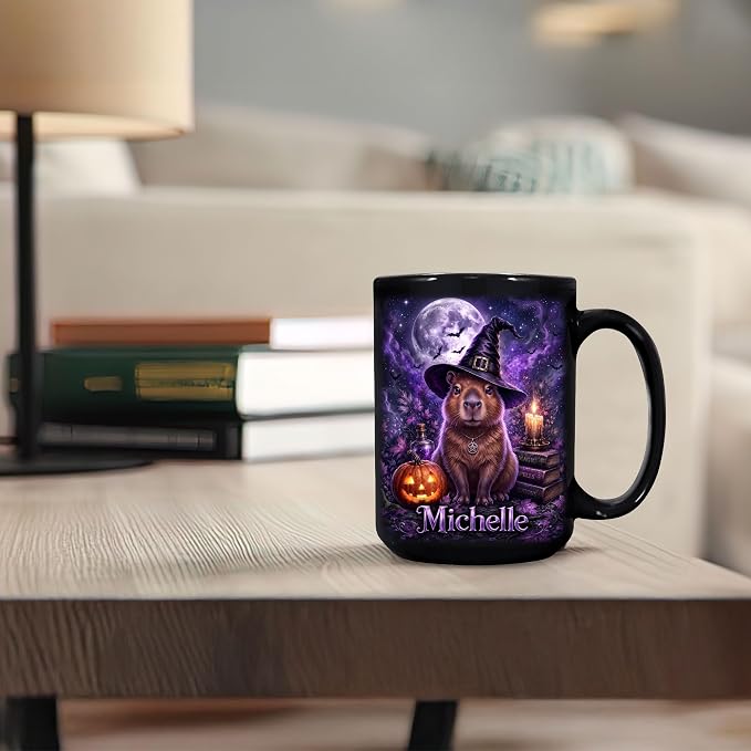 Hyturtle Personalized Halloween Capybara Mug, Custom Name Gift - Image 6