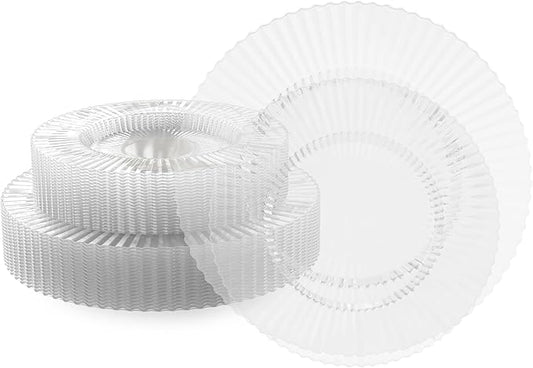 Exquisite 80 Piece Plastic Disposable Plates Set For 40 Guests I 40 X 9 Inch & 40 X 11 Inch Disposable Plastic Plates | Color: Clear | Great for Weddings Parties And Formal Occasions