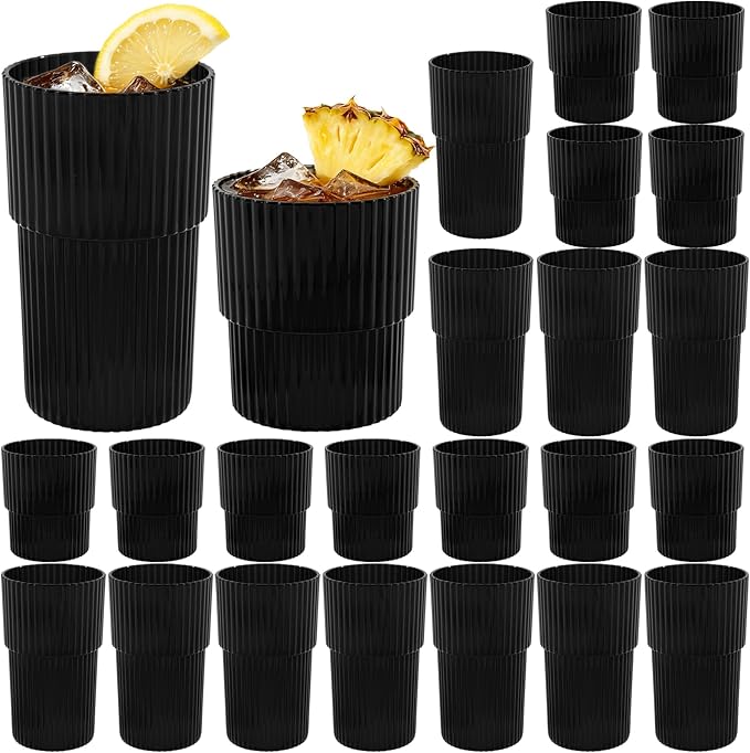 24 Pack Plastic Wine Glasses, 16 Oz Highball Glasses & 12 Oz Cocktail Glasses by Unknown
