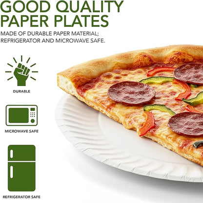 Stock Your Home 9-Inch Paper Plates Uncoated, Everyday Disposable Plates 9" - Image 3