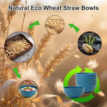Big Salad Bowls for Kitchen, Premium 60oz Wheat Straw Bowls Set of 6, - Image 7