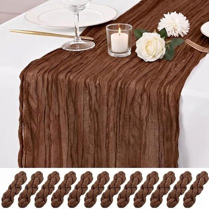 12 Pack Brown Cheesecloth Table Runner 17x108 Inch Boho Rustic Semi Sheer Gauze by Unknown
