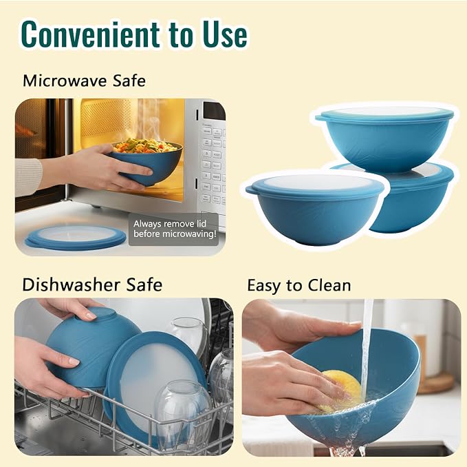 Soup Bowls with Lids, 40 OZ Wheat Straw Bowls Sets of 8, Unbreakable and - Image 4