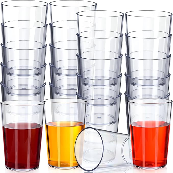 Meanplan 48 Pack Plastic Reusable Drinking Glasses Restaurant Grade 8 oz by Meanplan