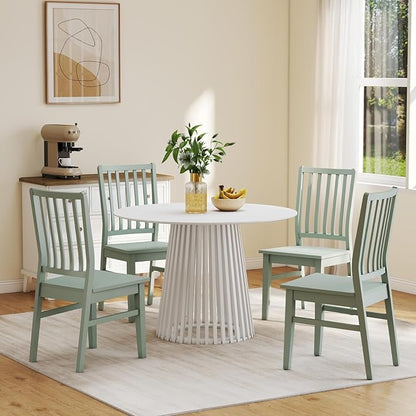 Green Wooden Dining Chairs Set of 4, Farmhouse Dining Room & Kitchen Chair with High Back, Spindle Windsor Armless Side Chair for Living Room Dining Room Kitchen Restaurant Balcony