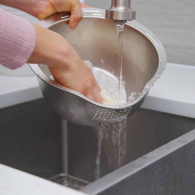 Joyce Chen Stainless Steel Rice Strainer Bowl Rice Washer Colander - Image 4