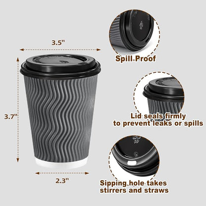 Lamosi 50 Pack 10 oz Insulated Disposable Coffee Cups - Image 2
