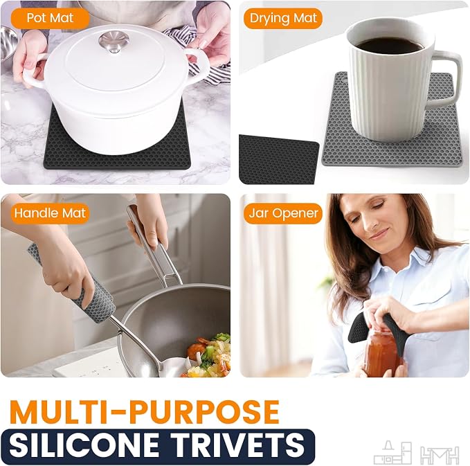 Silicone Trivet Mats 4 Heat Resistant Pot Holders Multipurpose Non-Slip Hot Pads - Image 3