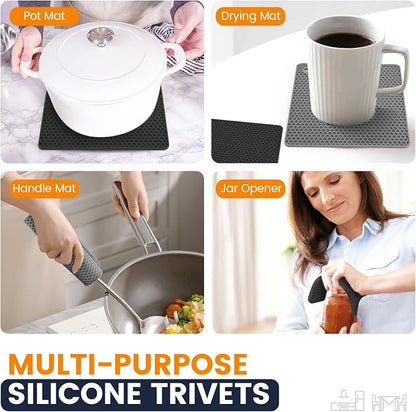 Silicone Trivet Mats 4 Heat Resistant Pot Holders Multipurpose Non-Slip Hot Pads - Image 3