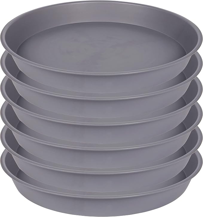6 Pack Planter Saucer Tray Gray, 4 6 8 10 12 13 15 17 19 inch Pot Saucers by Bleuhome