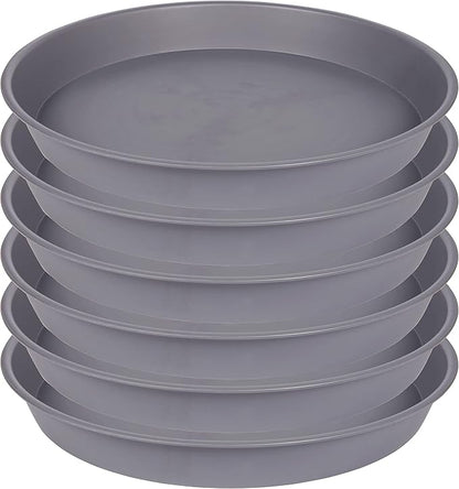 6 Pack of 10 inch Plant Saucer Gray, Heavy Duty Plastic Plant Saucer 10 inch by Bleuhome
