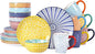 Selamica Ceramic Dinnerware Sets for 6, 24 Piece Plates and Bowls Sets, Scratch Resistant Dishes Set-Dishwasher & Microwave & Oven Safe, Assorted Colors A
