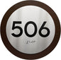 Bsign Round Door Number Sign - Wood Stainless Steel Plate - Custom Door Plates