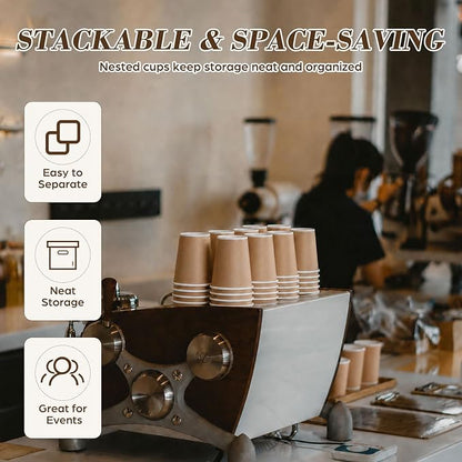 100 Pcs Mini Coffee Cups Brown Culture Cup 2oz Disposable Bathroom Cups Paper - Image 6