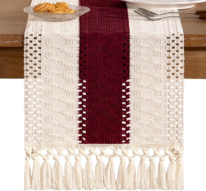 Boho Table Runner Summer Farmhouse Rustic Dining Dresser Scarf Home Decor | - Image 3