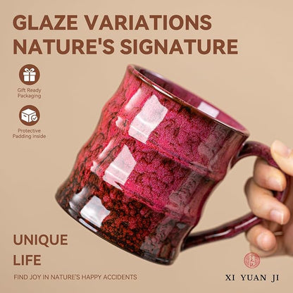 Rustic Red Ceramic Coffee Mug 15oz – Handcrafted Unique Gift - Image 9