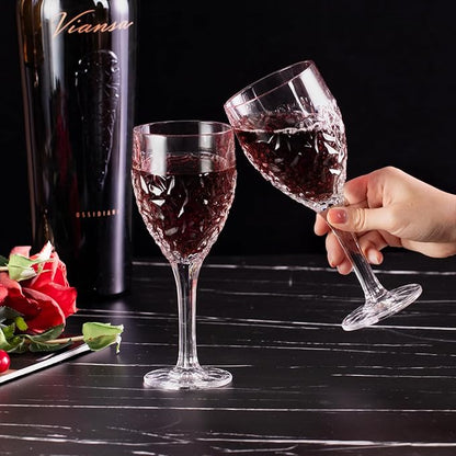 KAMMAK Wine Glasses Set of 2, 8.3 oz Hand Blown Crystal Bordeaux Wine Glasses, Thin Rim & Long Stem, Perfect for Red & White, Daily Use, Wedding Anniversary or Birthday Gift with Gift Box, Nicole