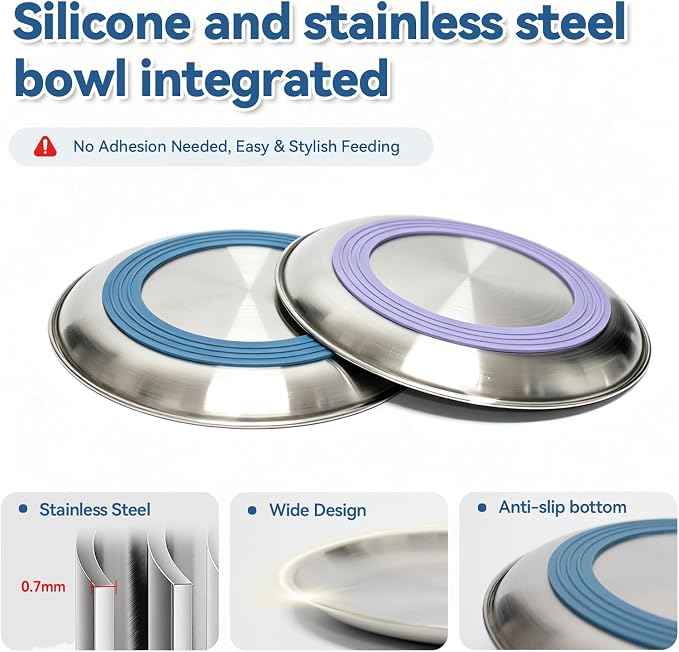 8 Pack Stainless Steel Cat Food Bowls, Cat Dishes Shallow Whisker-Friendly - Image 2