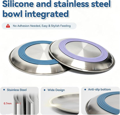 8 Pack Stainless Steel Cat Food Bowls, Cat Dishes Shallow Whisker-Friendly - Image 2